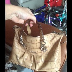 Auth coach purse beige alligator look bag