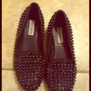 Black studded Steve Madden loafers.