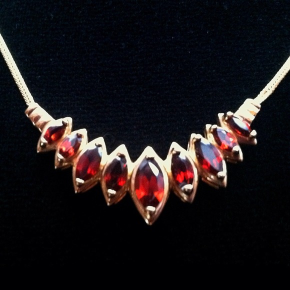 14k Gold and Garnet Necklace
