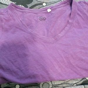 Short slece purple v neck