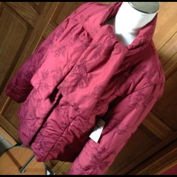 NWT Coldwater Creek Embroidered Jacket Burgundy