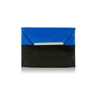 Topshop Two-tone Blue Envelope Leather Clutch