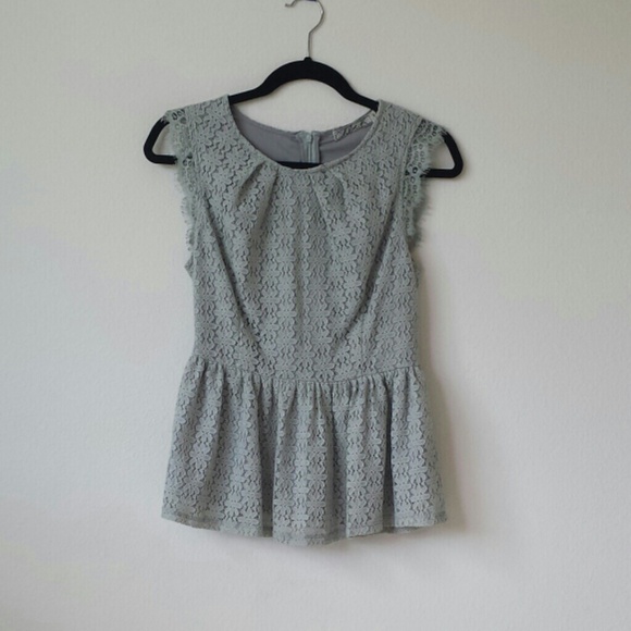 Chloe K Grey Lace Peplum