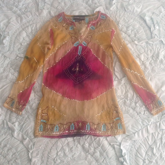 100% Silk Tunic by Adrienne Landau - Neiman Marcus - Picture 1 of 4