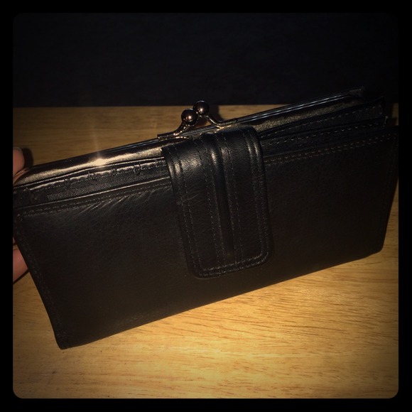 NWOT Black Leather Checkbook Wallet