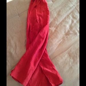 Red silk scarf.