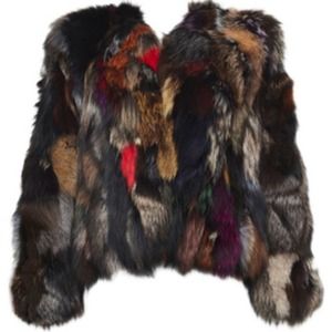 ALICE + OLIVIA CAYLE OPEN FRONT CROPPED FUR JACKET