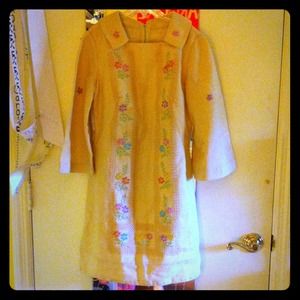 Vintage 1960s bell sleeve embroidered dress