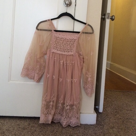 Hazel embroidered mesh tunic - peach - Picture 2 of 2