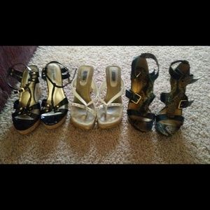 2 pairs of wedges and one pair of heels
