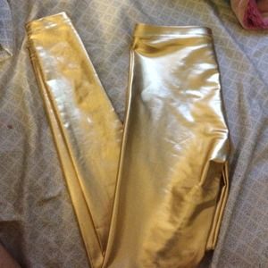 American apparel gold shiny leggings