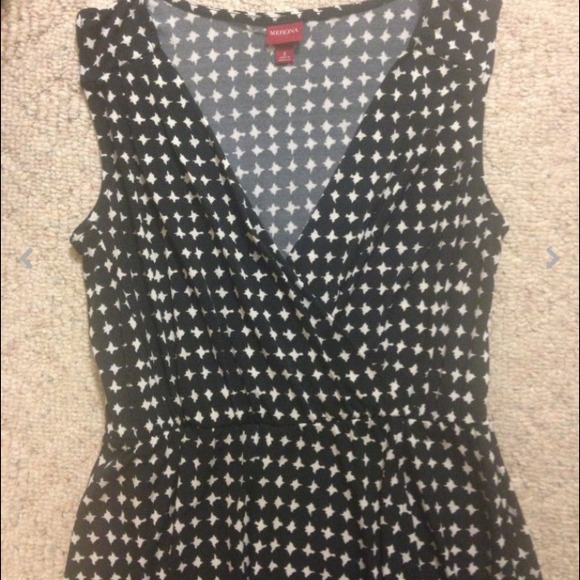 Merona Black & Ivory Faux Wrap Dress