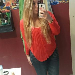 Red, long sleeve top