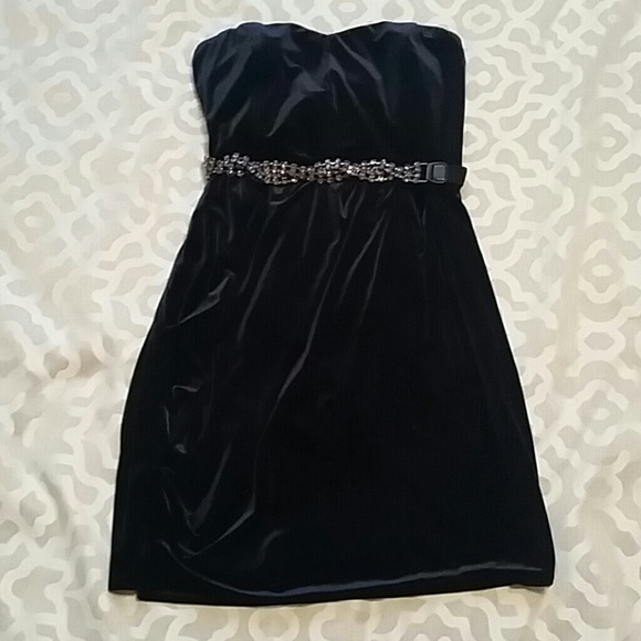 The Limited blue velvet strapless dress XL