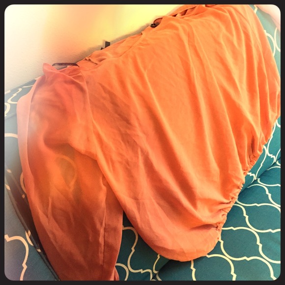 Coral sheer long sleeve top. Forever 21 1x