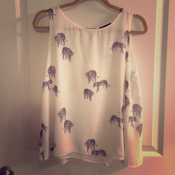 Forever 21 Tops - Brand new white blouse with leopards