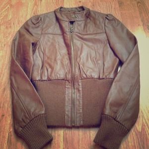 Guess brown leather jacket