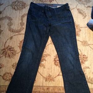 Flat front and back dark wash jeans