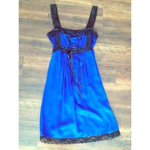 Brand new blue silk Betsy Johnson slip dress
