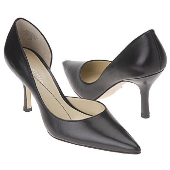 🎁Anne Klein Akchrista D'Orsay Black leather heels