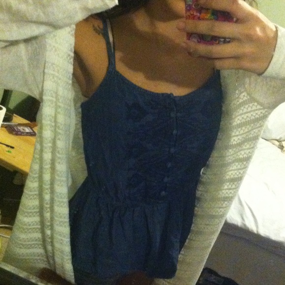 Aztec denim peplum top