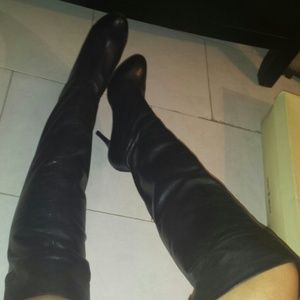Zara over the knee leather boots