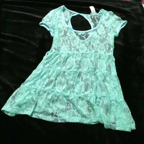 A mint green rose laced blouse.