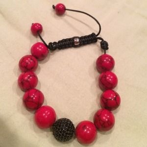 Red and black beaded bracelet