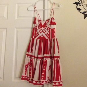Red and White Strappy Dress