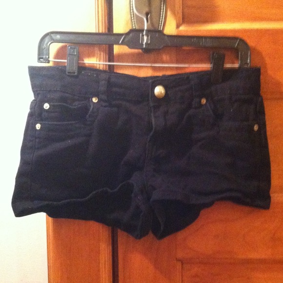 Semi High Rise black jean shorts