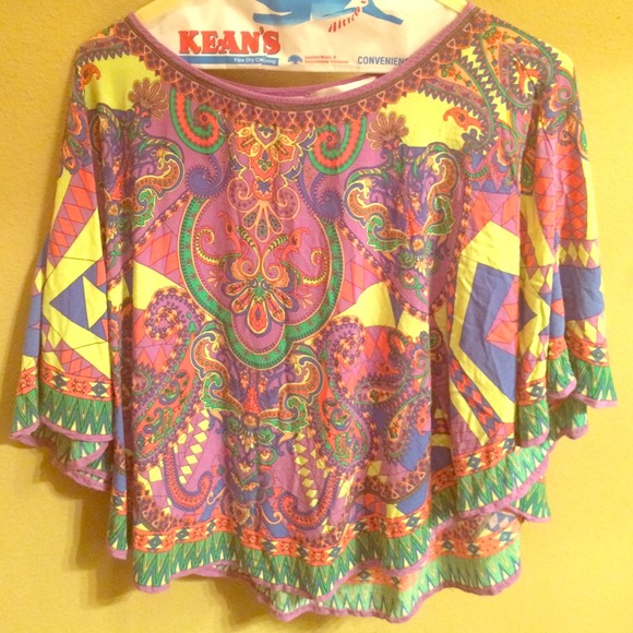Colorful print poncho!