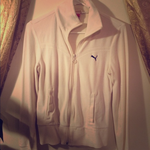 White Puma zip up fleece size small