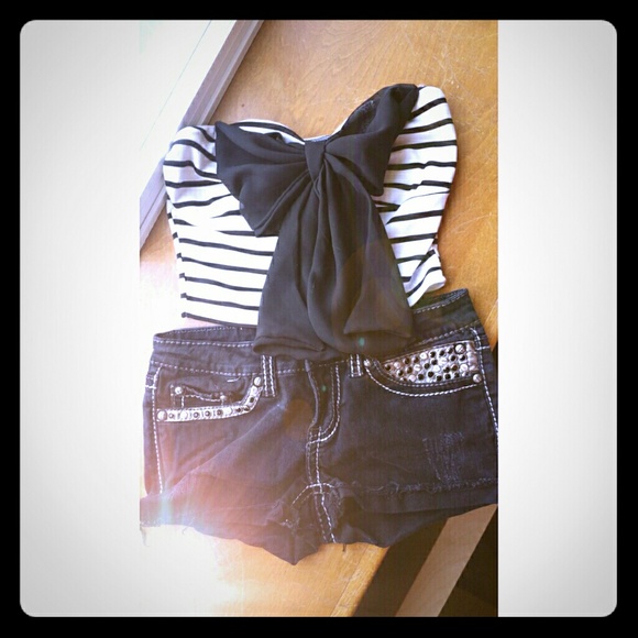 Crop top and cut off shorts