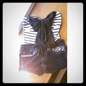 Crop top and cut off shorts