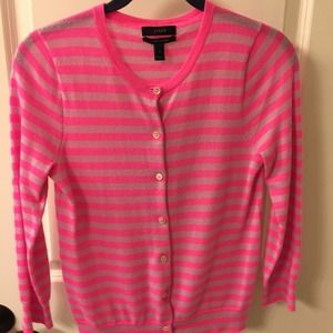 Jcrew 100% cashmere sweater in pink stripes.