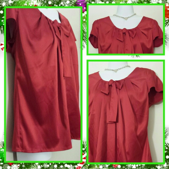 NWT- Red Express Design Studio Top with bow - Picture 2 of 2