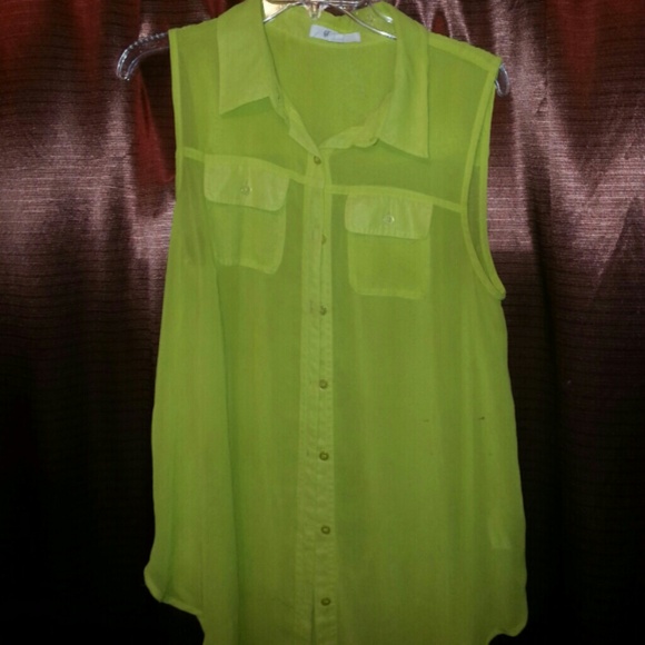 BUNDLE!!!Lime Sheer Top and white and black blouse