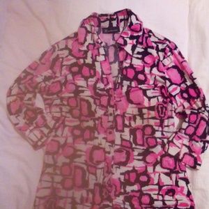 Pink whit n black blouse