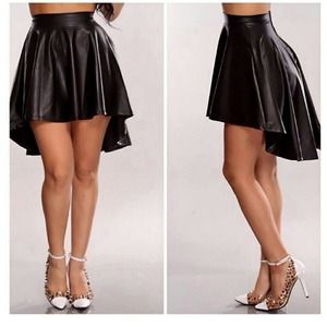 Faux Leather Skater Skirt