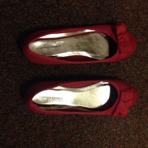 Charming Charlie's coral bow slippers