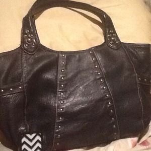 Kenneth Cole - Black Leather Studded Handbag