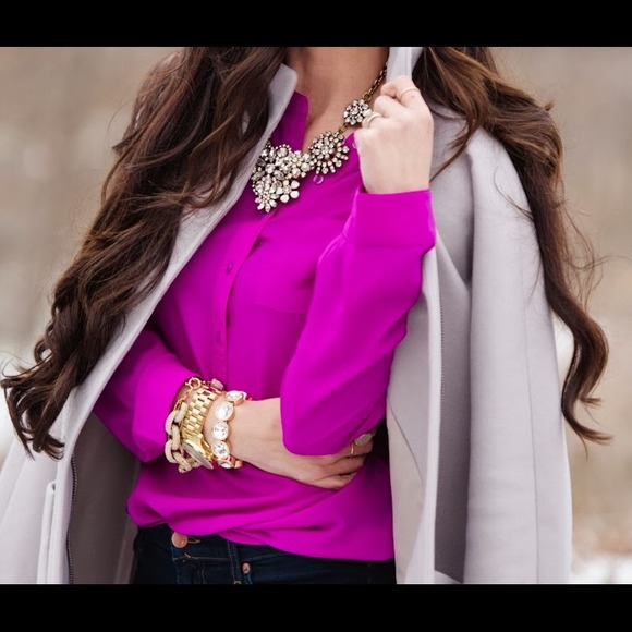 Neon purple crepe blouse