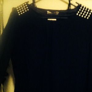 Chiffon black blouse with gold design