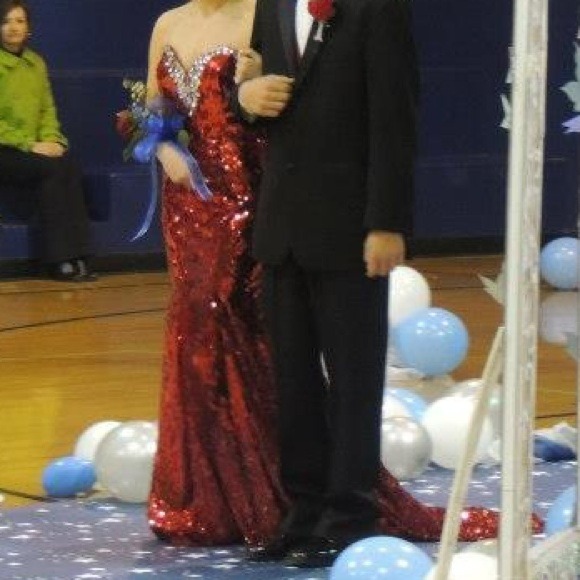 Red Sequin Homecoming Dress