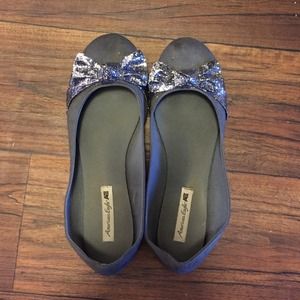 Sparkly bow slip ons