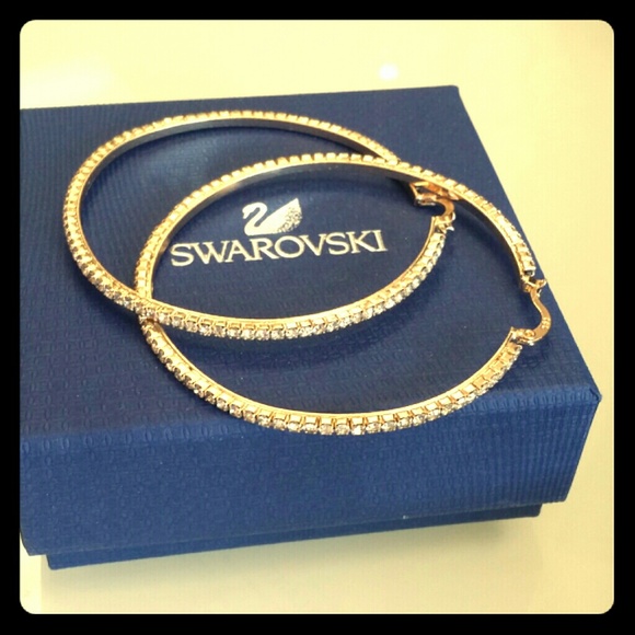 Brand new large size SWAROVSKI HOOPS