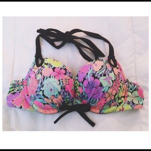 Floral bikini halter-top