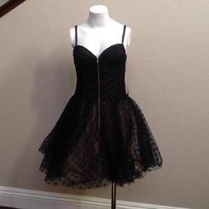 Betsey Johnson Black Zip Front Party Dress Size 8