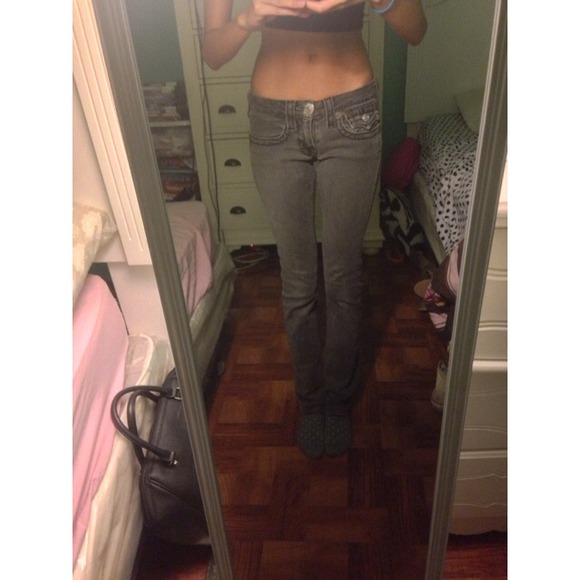 grey straight leg true religion jeans never worn