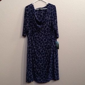 Ralph Lauren Geometric Navy Jersey Dress Plus 20W